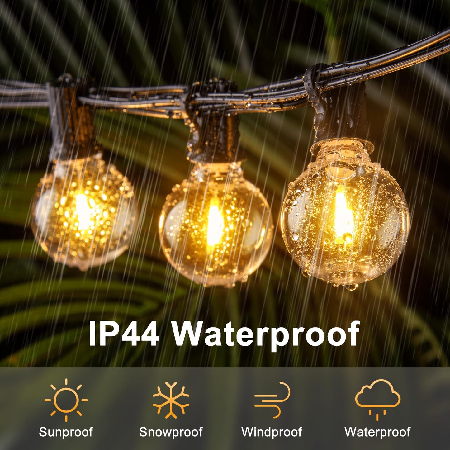 Outdoor String Lights Mains Powered - G40 Garden Festoon Lights 100FT/30M Dimmable with Remote Control Shatterproof LED Bulbs 3 Modes & 2 Timer Settings Waterproof for Outdoor Patio Gazebo Pergola