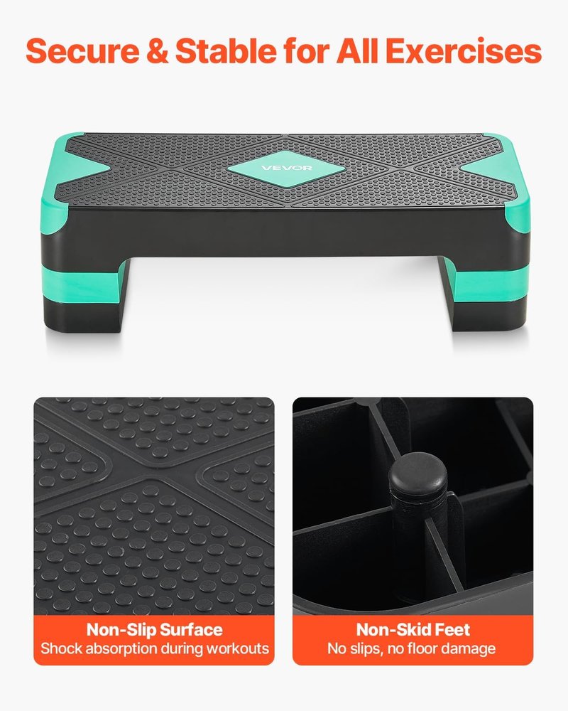 Aerobic Exercise Step Platform - 28-Inch Adjustable Fitness Stepper | Non-Slip Surface for Home Gym Cardio Training