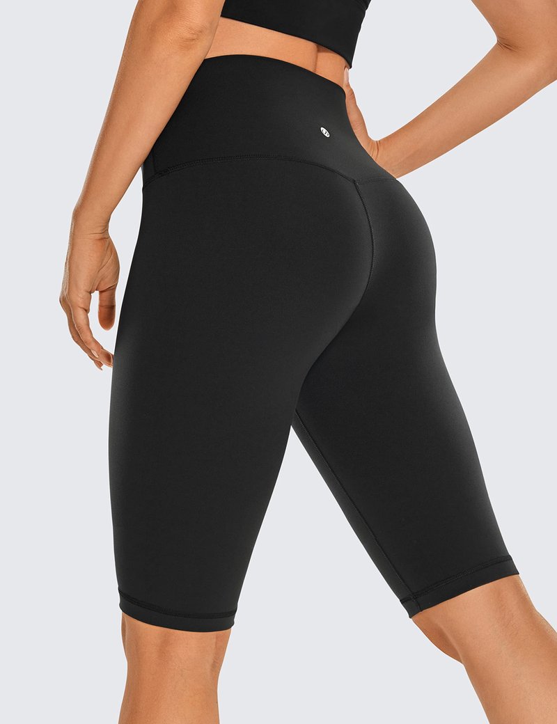 CRZ YOGA Womens Butterluxe Biker Shorts 10'' - High Waisted Workout Volleyball Yoga Spandex Buttery Soft Black Medium