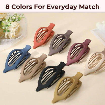 8 Pack Flat Hair Clips for Women,Matte No Crease Flat Claw Clips, Large Strong Hold Barrettes for Thick & Thin Hair, French Duckbill Styling Accessories