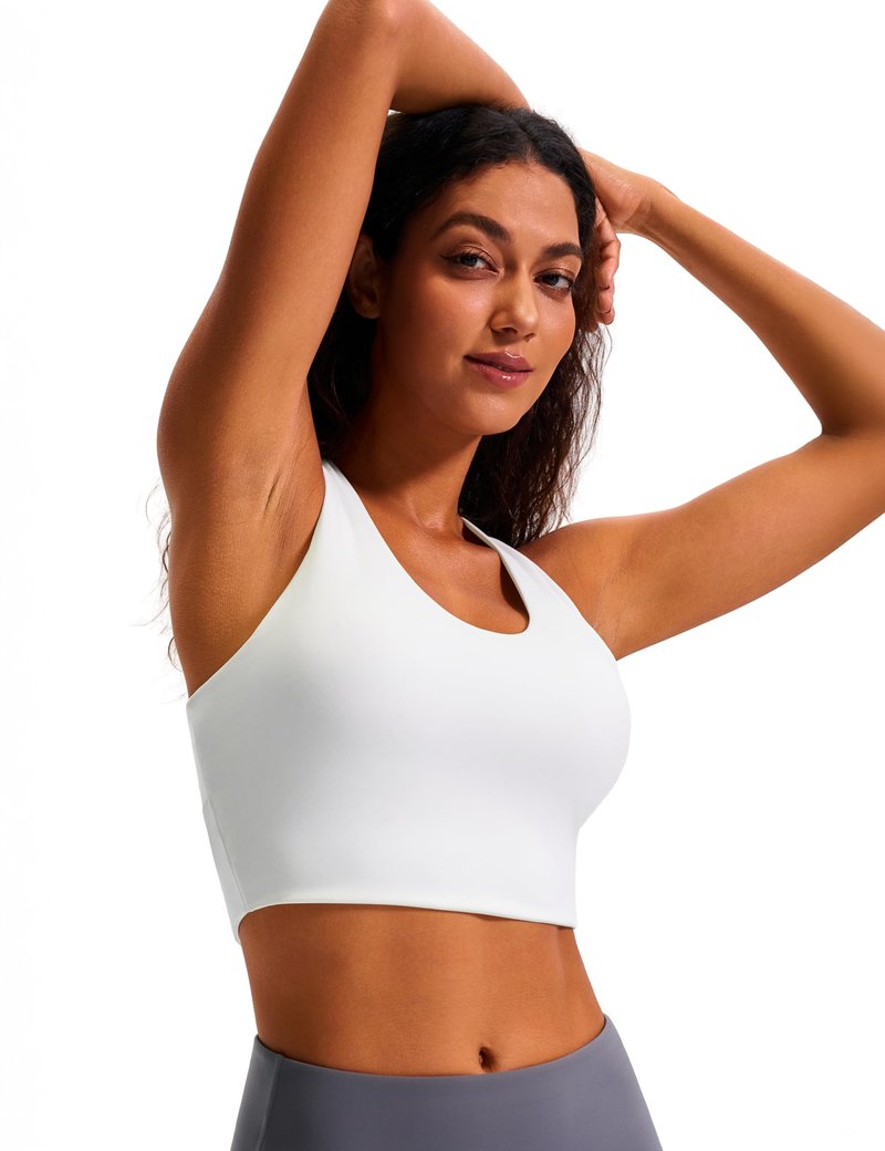 JOYSPELS Stunning Criss-Cross Back Sports Bra, Buttery Soft Longline Yoga Tank Top with Removable Padding, Padded Open-Back Workout Top for Pilates, Barre & Medium-Impact Gym White