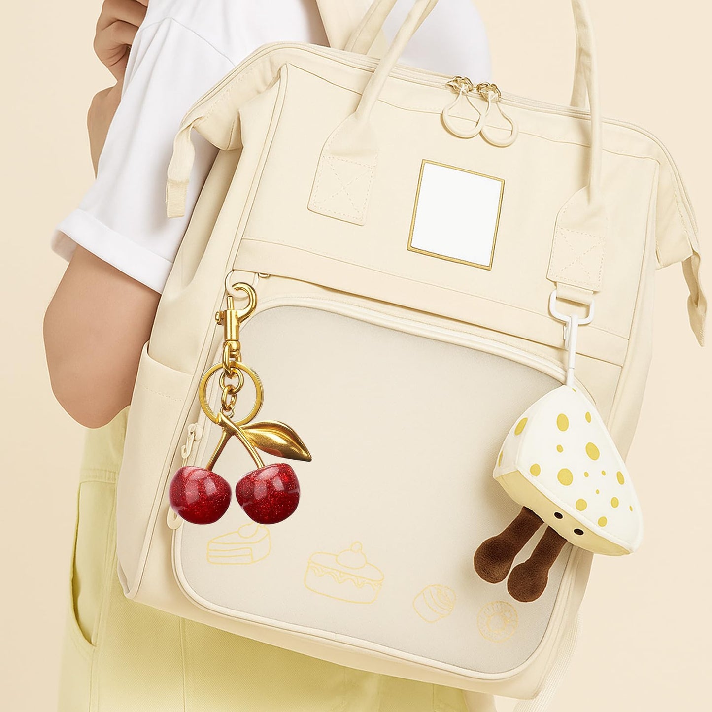 Cherry Bag Charm Purse Charms Keychain- Car Cherry Accessories keychians Gifts for Women Mom Daughter Gifts Christmas For Women Valentine Bag Accessory Christmas