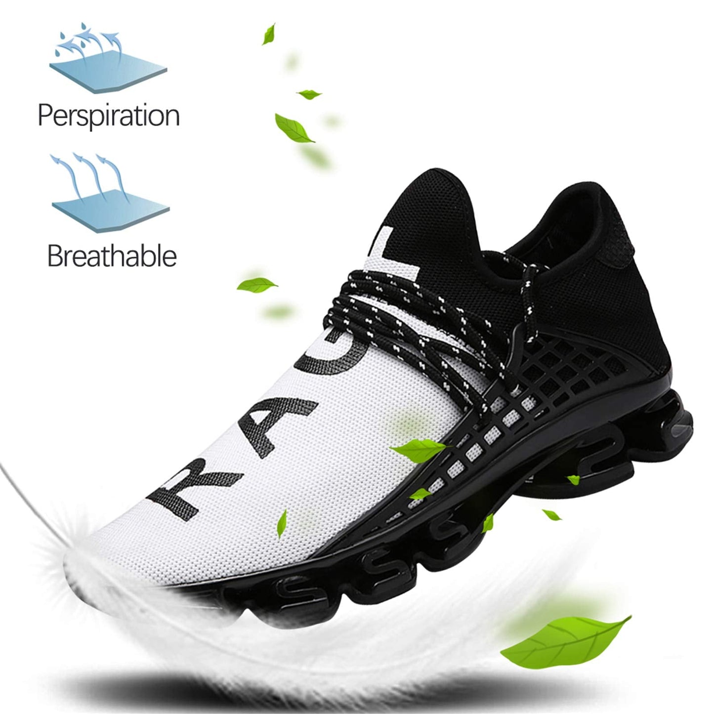 DUORO Men's Slip On Road Running Shoes, Breathable, Lightweight, Comfortable, White, Size 11.5 Wide