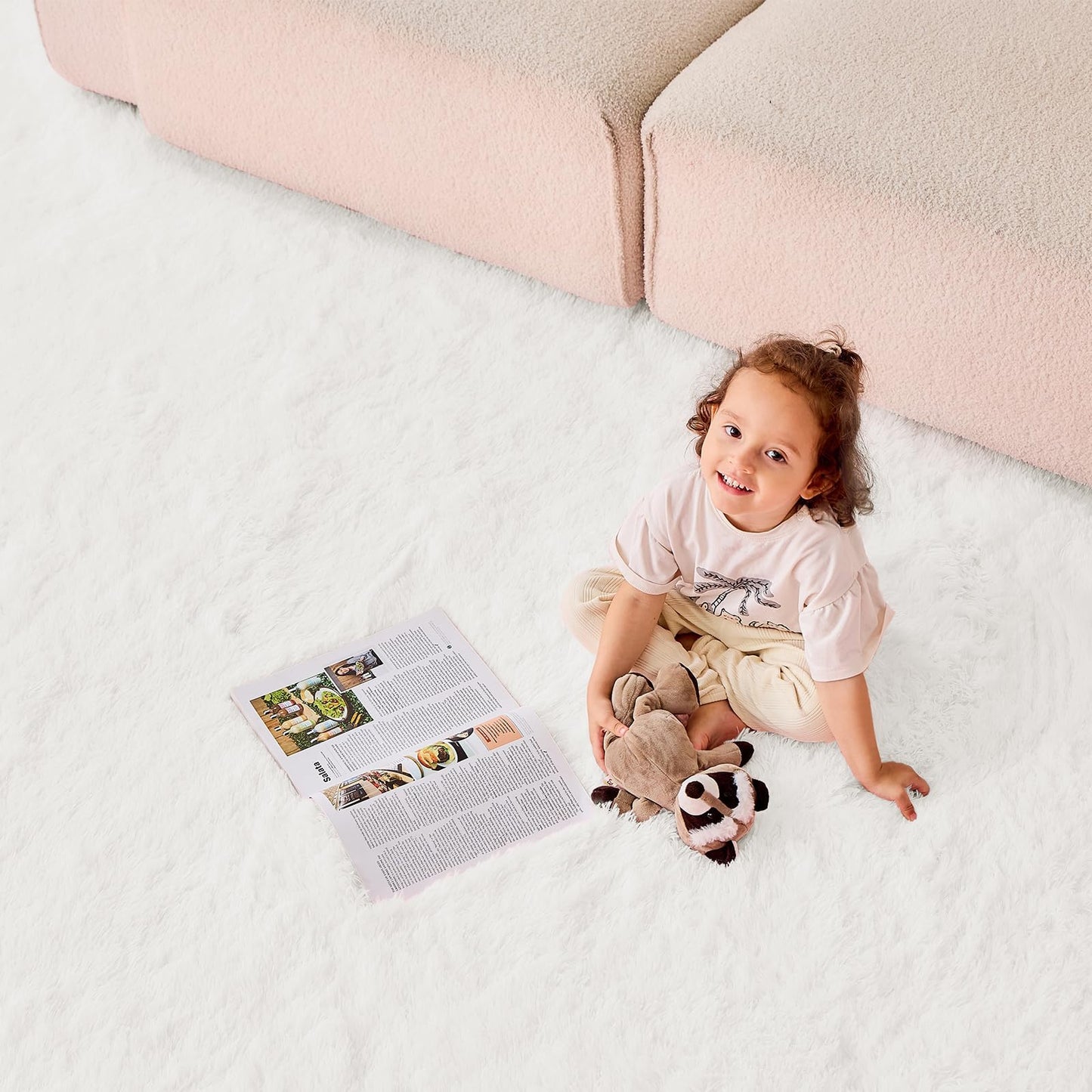 OPPODREAM 8x10 White Rugs for Bedroom, Ultra-Soft Fluffy Area Rugs for Living Room, 8 x 10 Shag Carpet for Nursery, Kids, Girl, Boy, Baby, Plush, Fuzzy, Shaggy, Cute Home Decor