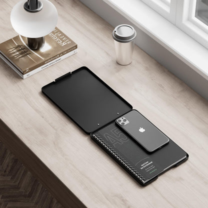 A5 Clipboard with Storage, 6 x 9'' Nursing Clipboards Foldable Storage, Plastic Clipboards Foldable, Office Supplies, School Supplies, Menu clipboards for Work, Black