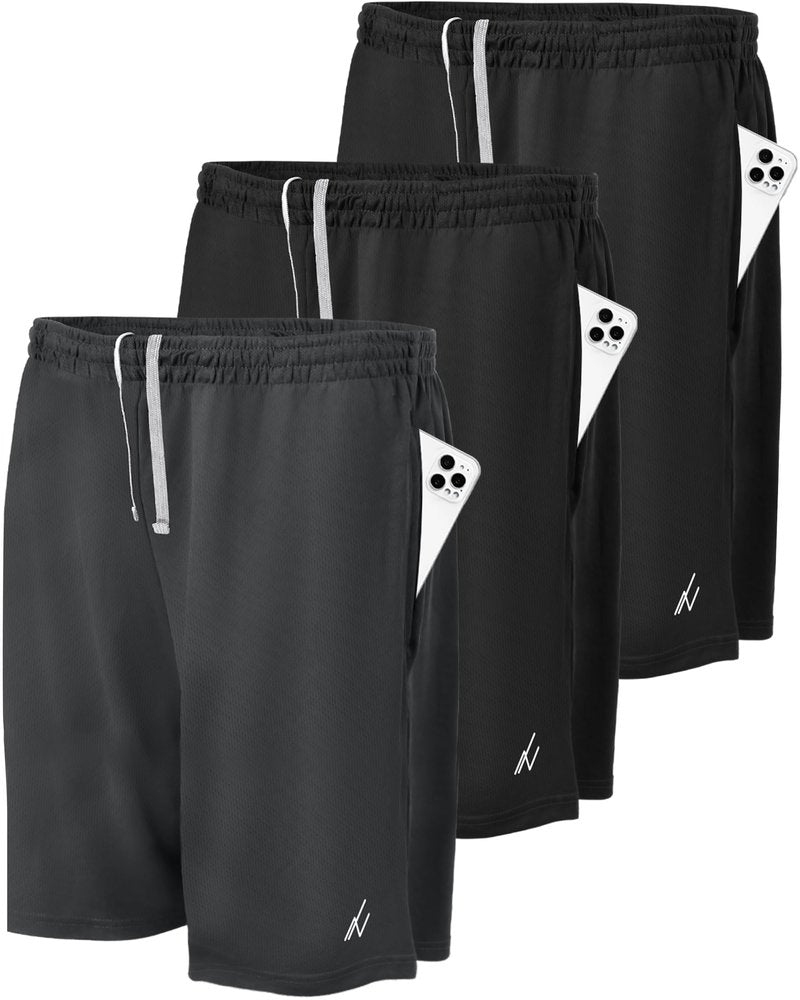 NY Threads Multi Pack Men's Athletic Shorts Quick Dry Lightweight Workout Running Gym Shorts with Pockets