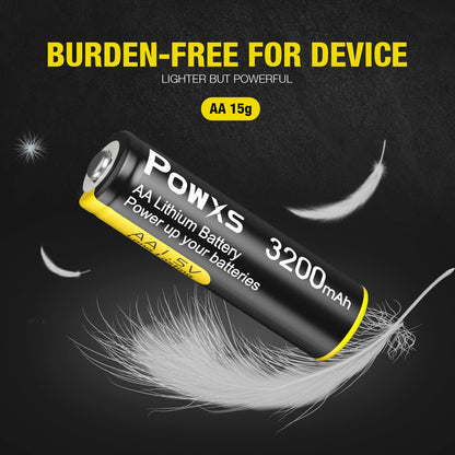 POWXS AA Lithium Batteries, 16 Pack 1.5V Lithium Iron Double A Batteries 3200mAh Super Capacity for Blink Camera, Video Doorbell, Flashlight, Toys, Remote Control 【Non-Rechargeable】