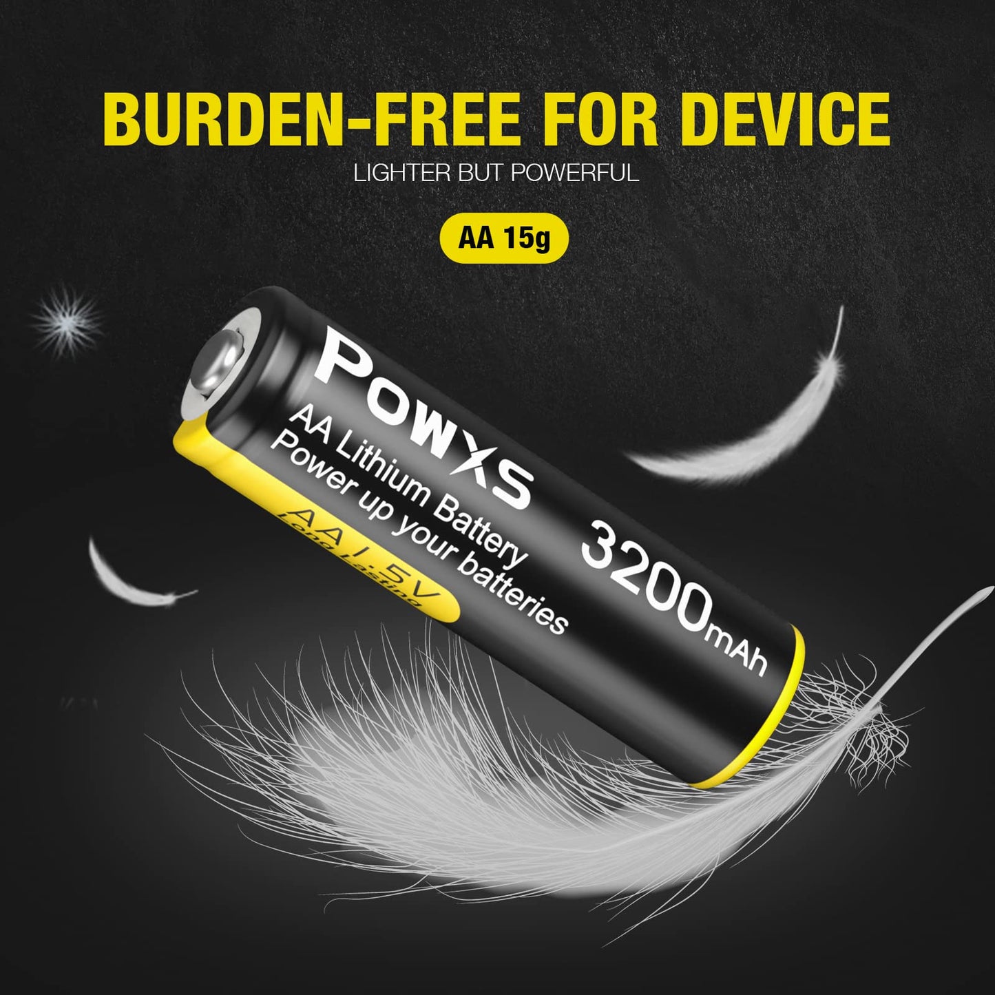 POWXS AA Lithium Batteries, 8Pack 1.5V Lithium Iron Double A Batteries 3200mAh Super Capacity for Blink Camera, Video Doorbell, Flashlight, Toys, Remote Control 【Non-Rechargeable】