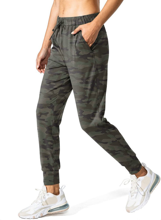 SANTINY Women's Joggers Pants Pockets Drawstring Running Sweatpants for Women Lounge Workout Jogging(Camo Dark Olive Multi__S)