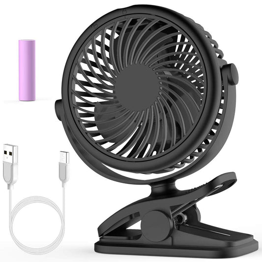 Cambond Clip on Fan for Baby - Rechargeable Battery Powered Stroller Fan Portable Small Desk Fan for Baby Carseat Travel Camping College Dorm Essentials, Black