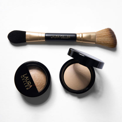 LAURA GELLER NEW YORK Retractable Black Kabuki Brush for Liquid, Cream and Powder Face Makeup With Aluminum Handle
