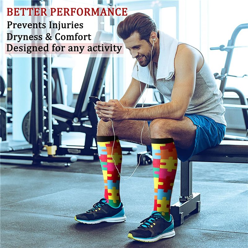 CHARMKING Compression Socks for Women & Men (8 Pairs) 15-20 mmHg Graduated Copper Support Calf Socks are Best for Pregnant, Nurses - Boost Performance, Circulation, Knee High Wide Calf(L/XL, Multi 23)