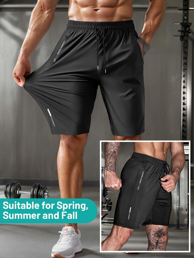 Hidkat Men's Athletic Shorts Lightweight Sport,Gym,Workout，Running Jogging Shorts Quick Dry with Zipper Pockets