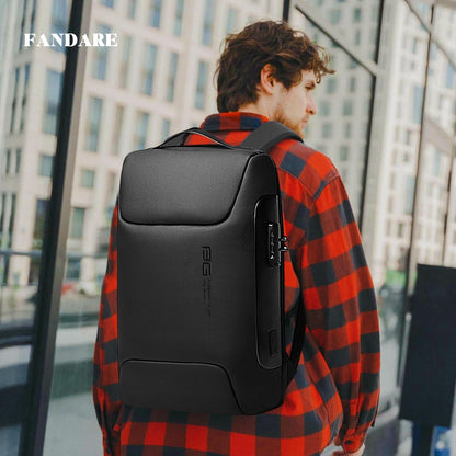 FANDARE Laptop Backpack Business Anti-theft Daypacks Travel Large Backpack with USB Charging Port Waterproof College School Computer Bag Bookbag for Women & Men Fits 15.6 Inch Notebook Black
