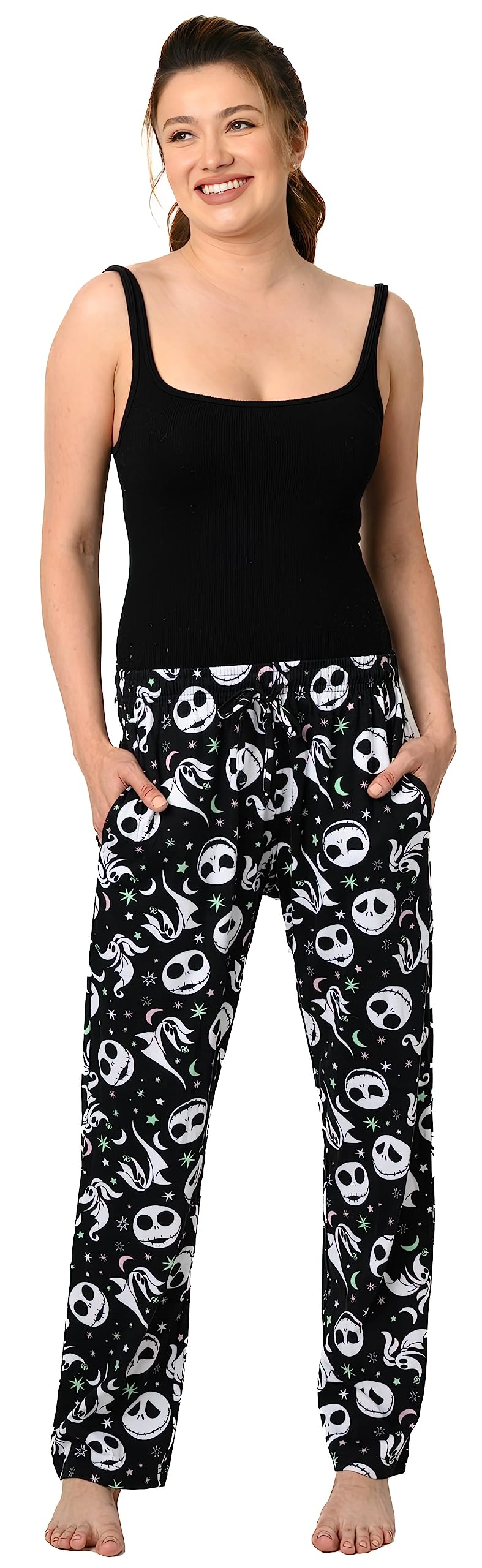 Disney Womens Lounge Pants Pajama Bottoms AOP (Jack Skellington & Zero, 3X)