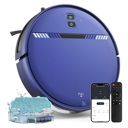 Robot Vacuum and Mop Combo, Robotic Vacuum Cleaner 2 in 1 with WiFi/App/Voice, Schedule, Water Tank and Dustbin, Self-Charging, Slim, Ideal for Hard Floor, Pet Hair, Carpet