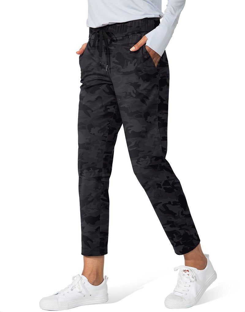 G Gradual Women's Pants with Deep Pockets 7/8 Stretch Sweatpants for Women Athletic, Golf, Lounge, Work (Black Camo, 3X-Large)
