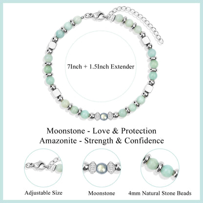JoycuFF Best Friend Birthday Gifts for Women, Valentines Mothers Day Ideas Gifts for Best Friend Bestie Friendship Bracelet, Christmas Unique Present Amazonite Moonstone Bracelets