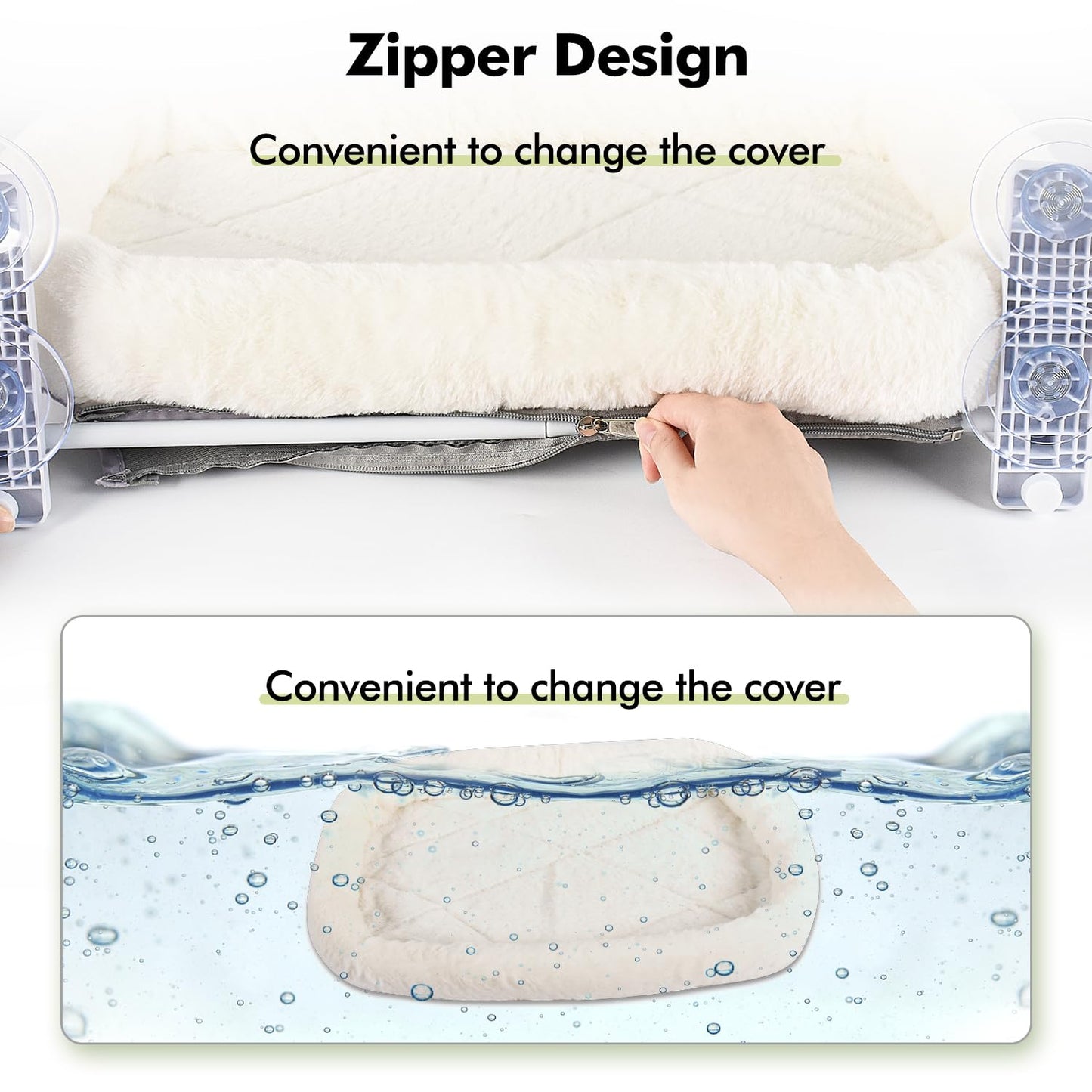 AMOSIJOY Cordless Cat Window Perch, Window Hammock for Cats with 4 Strong Suction Cups, Solid Metal Frame and Soft Cover, Indoor Cat Bed