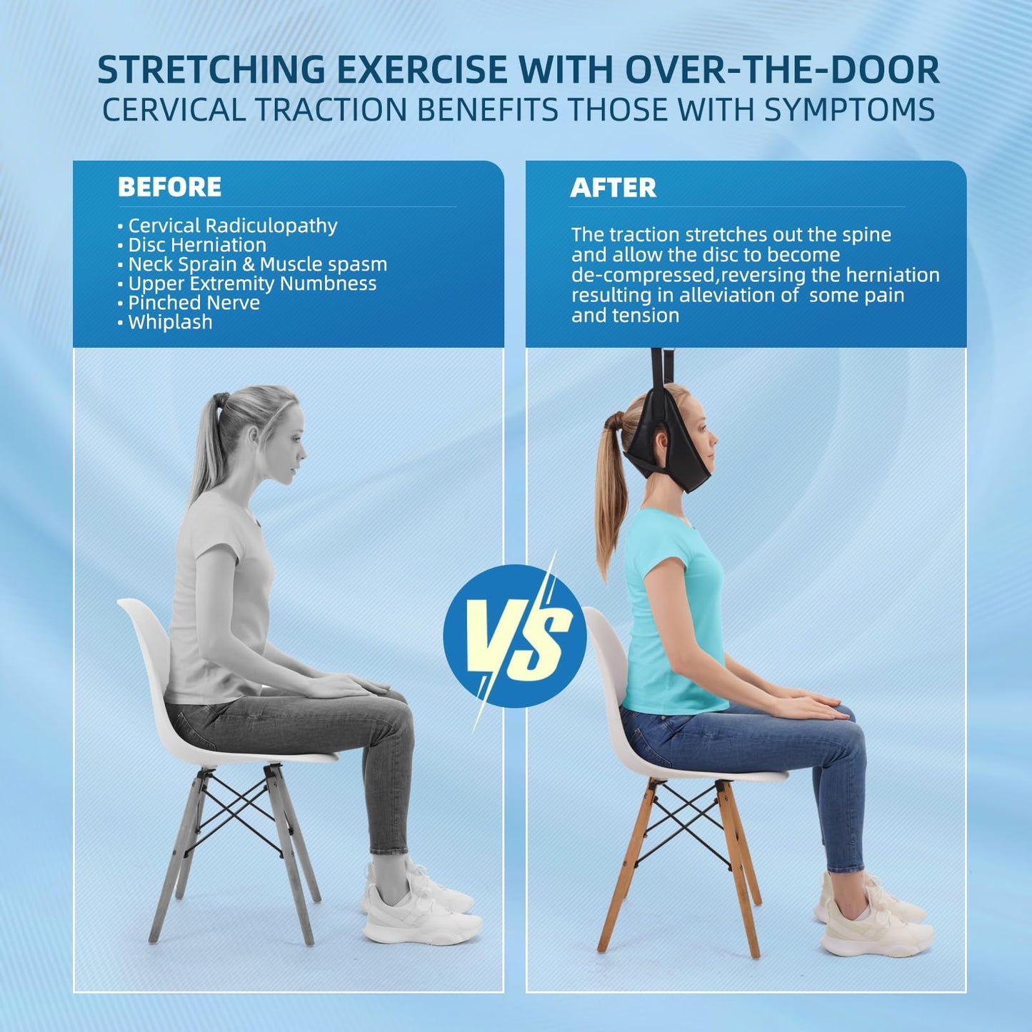 Cervical Neck Traction Device Over-The-Door,Portable Neck Stretcher,Effective Home Physical Therapy for Neck Pain Relief