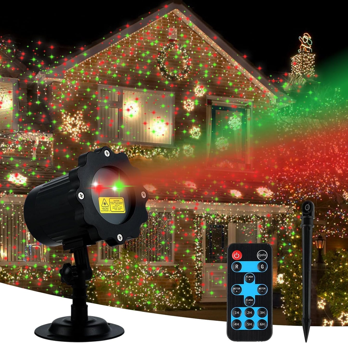 Christmas Projector Lights Outdoor, Waterproof Christmas Decorations Led Lights Projector with Remote Control Timer