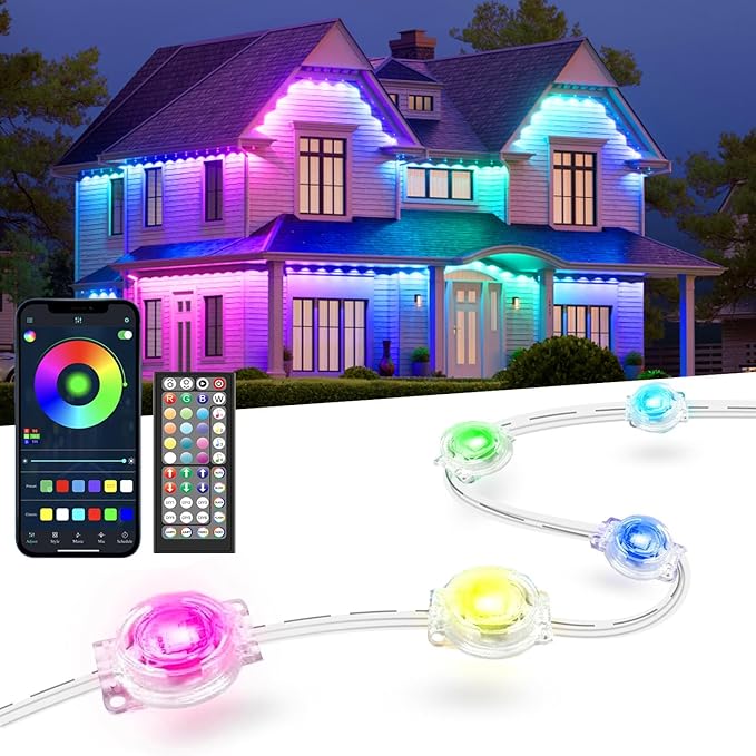 Permanent Outdoor Lights for House, 300ft Smart RGB LED Lights Outside with 16 Million DIY Colors, IP67 Waterproof Eternity Eaves Lighting for Christmas Halloween Holiday Daily Decorations