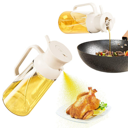 Oil Sprayer for Cooking, Big Capacity 550ml/19oz Oil Sprayer and Oil Pourer for Kitchen, Glass Olive Oil Dispenser Bottle for Cooking, Salad, Barbecue, Air Fryer