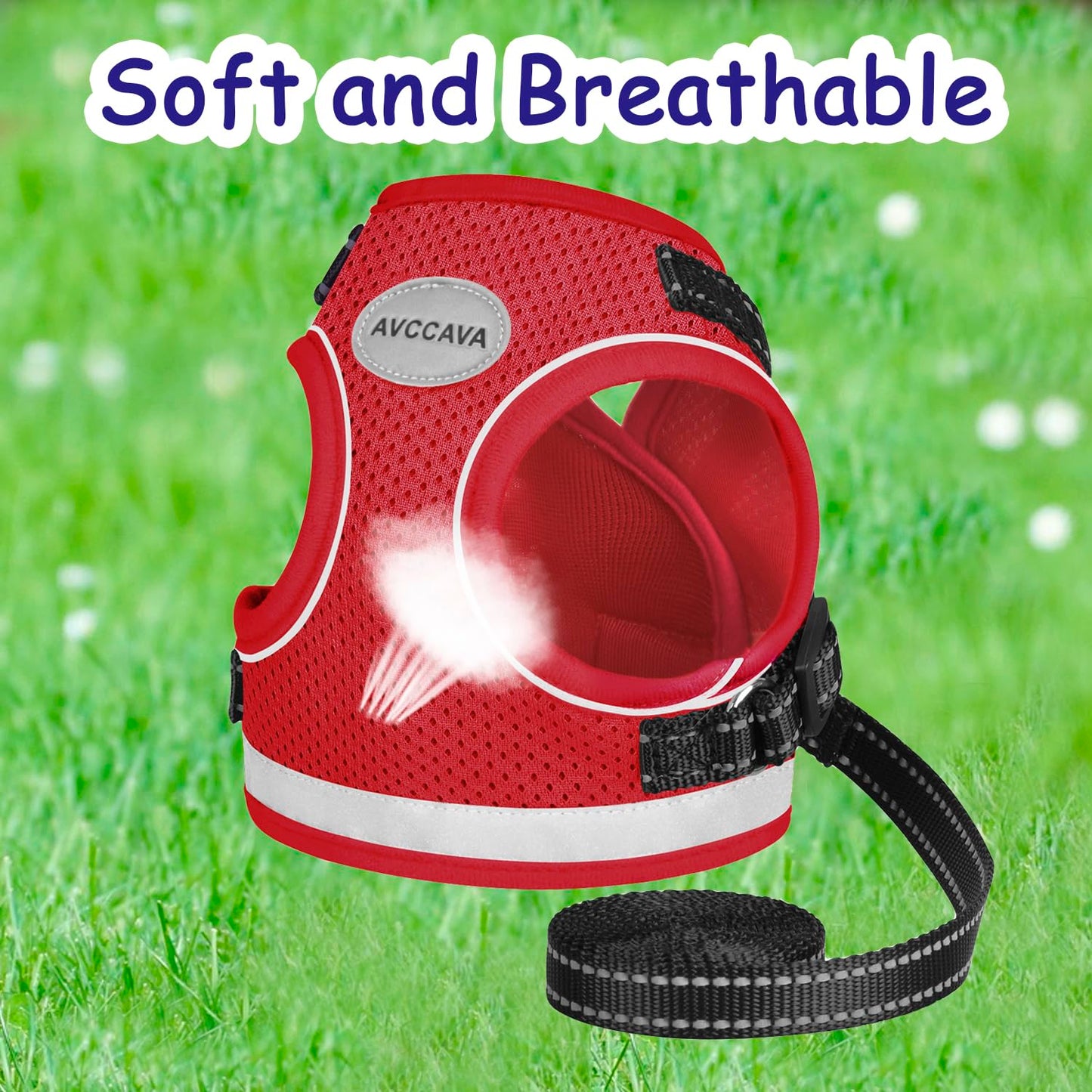 Cat Harness and Leash for Walking, Kitten Escape Proof Harnesses, Adjustable Reflective Puppy Harness with Leashes Set, Easy Adjustable Soft net Breathable Pet Safety Vest