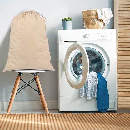 Sweet Needle Pack of 2 Heavy Duty Extra Large Laundry Storage Shopping Bags, 71x91 CM (28x36 IN) 75L - 100% Cotton, Highly durable, Draw-cord with cord-lock, Machine Wash and reusable Travel Bag