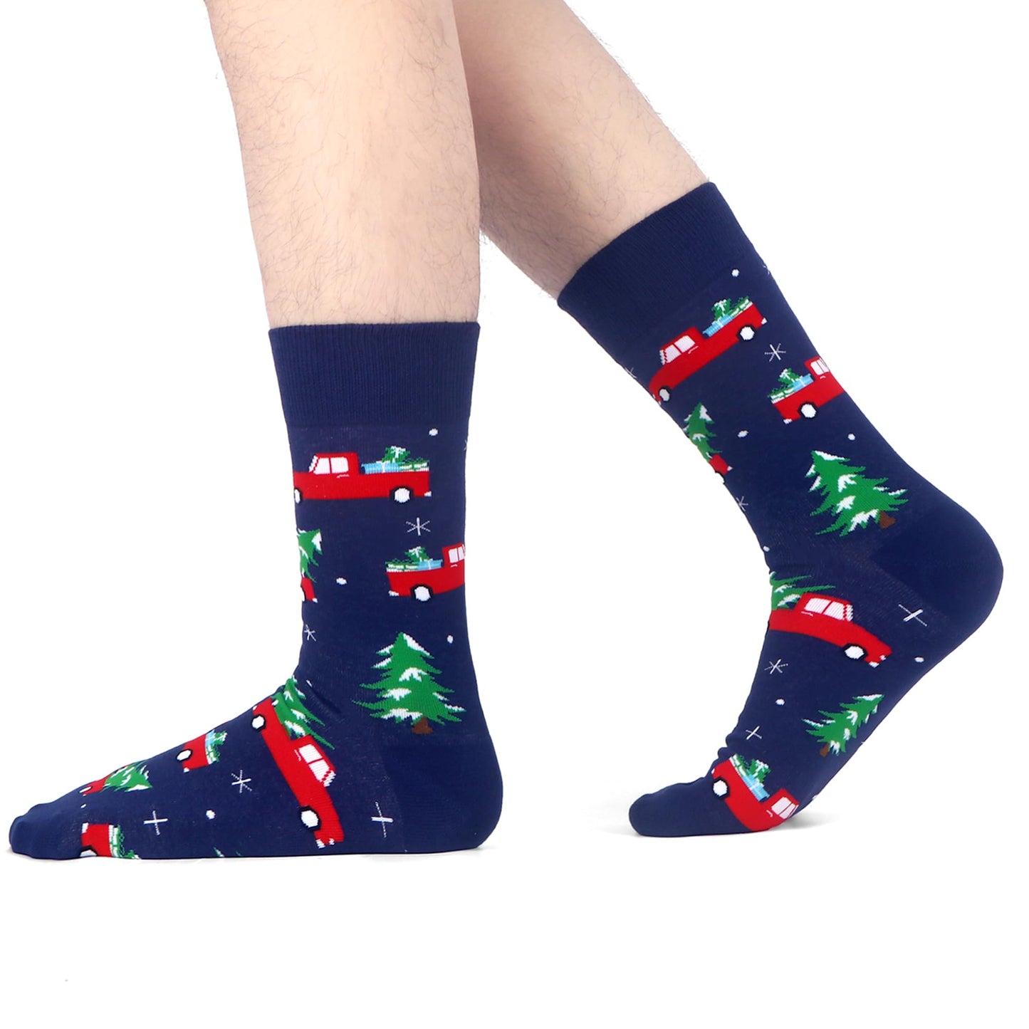 WeciBor Men's 5 Pack Novelty Christmas Crew Socks for Stocking Stuffers Adults