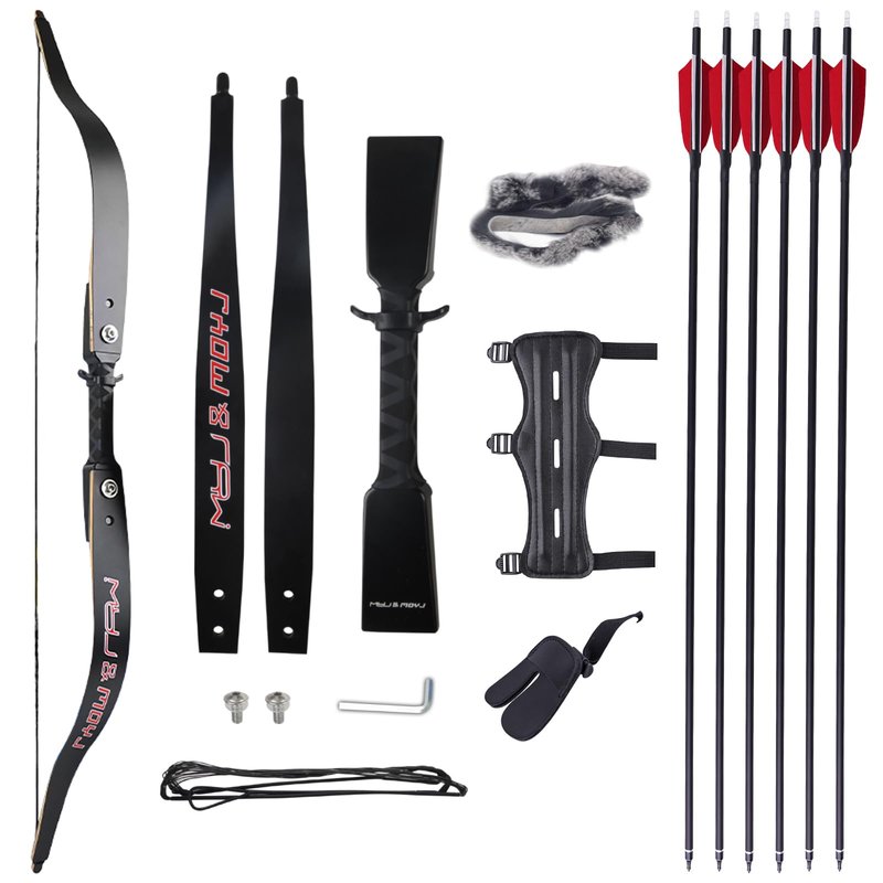 MOYJ Traditional Longbow Archery Hunting Shooting 40inch Takedown Practice Competition Recurve Bow and Arrow Set Universal use of Both Hands (25lbs)
