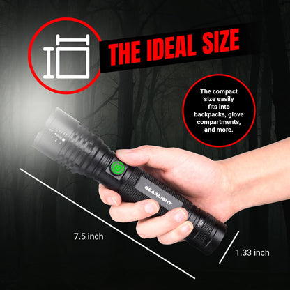 GearLight S2000 LED Rechargeable Flashlight High Lumens - Super Bright, Powerful, Mid-Size Tactical Flashlight for Outdoor Activity & Emergency Use