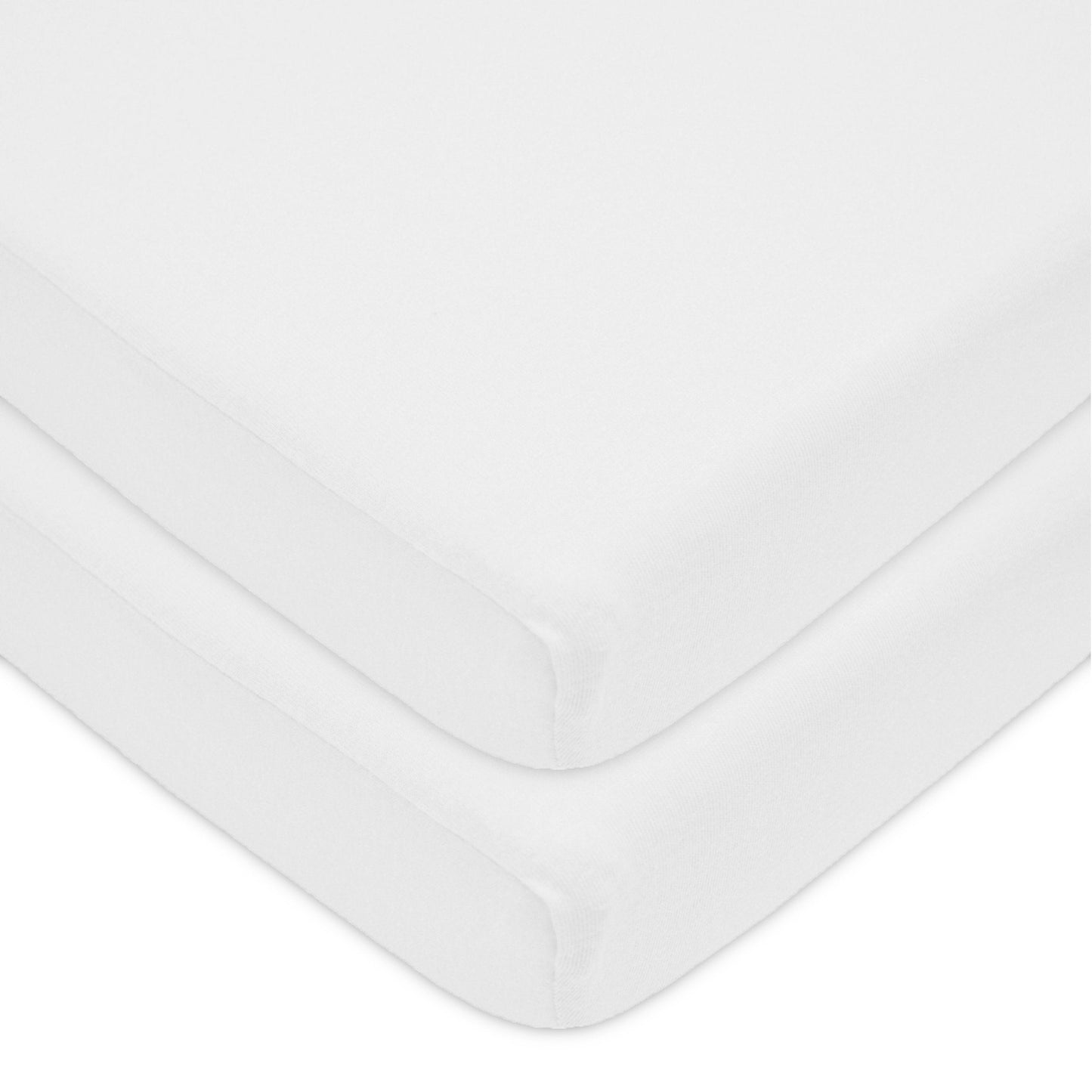 American Baby Company 2 Pack 100% Natural Cotton Fitted Pack and Play Sheets 39" x 27" - Soft & Breathable Pack N Play Sheets for Playard & Mini Crib Mattress, White, for Boys & Girls