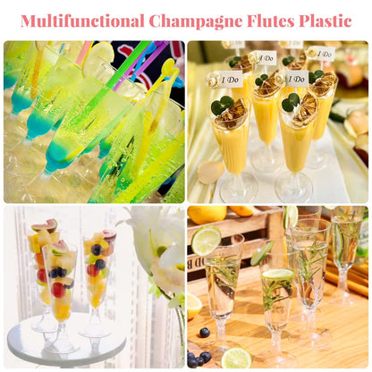 SUREHOME Pink Champagne Flutes Plastic Champagne Glasses Disposable Mimosa Glasses 40 Pack 5 Oz Acrylic Stemware Cocktail Cups Bulk for Valentines Wedding Toasting Engagement Party Supplies
