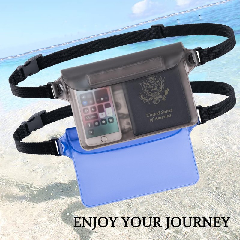 CADONO 2-Pack Waterproof Pouch with Adjustable Waist Strap | Screen Touch Sensitive Dry Bag, Keep Your Phone and Valuables Dry, Perfect for Swimming Kayaking Boating Fishing Beach Diving (Gray+Black)