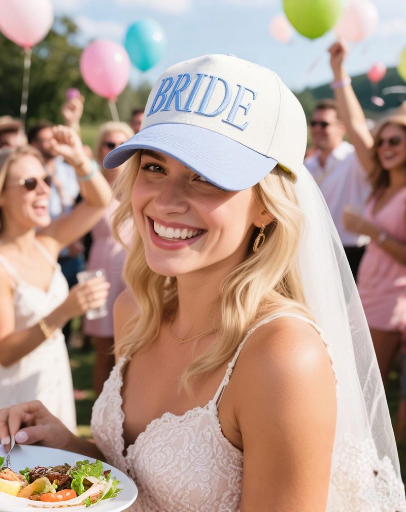LOKIDVE Bride Trucker Hat, Blue White Baseball Cap, Bachelorette Accessory, Bridesmaid Gift, Wedding Cap-Blue