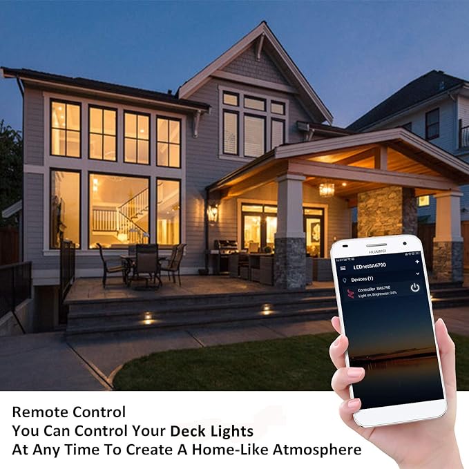 WiFi Controlled LED Deck Lights Multi Color Outdoor IP67 Waterproof Φ1.18 Low Voltage In-Ground Lights,Smart Phone APP Controlled,Compatible with Alexa Echo and Google Home,10 Pack