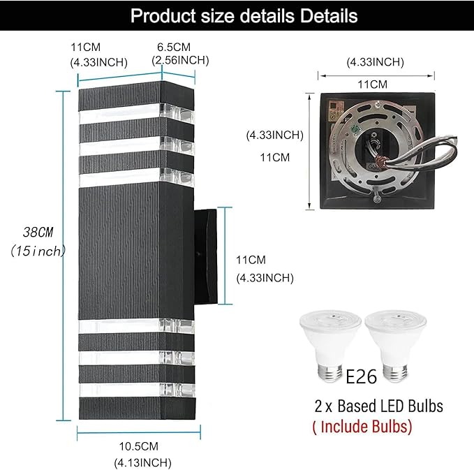6Pack 15inch Outdoor LED Wall Lights,4000K Day White Outdoor 18W Wall Light Aluminum Body Waterproof IP65 led Porch Light for House Patio Garage Garden.(No Sensor)