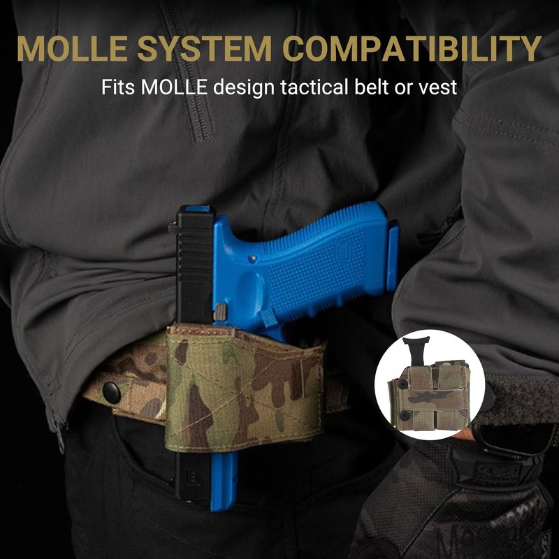 UniPro GB-95 Left-Hand Universal Tactical Holster, MC Pattern, 500D Nylon with Hard Shell, MOLLE Compatible, 4.33x3.94x2.17 Inch