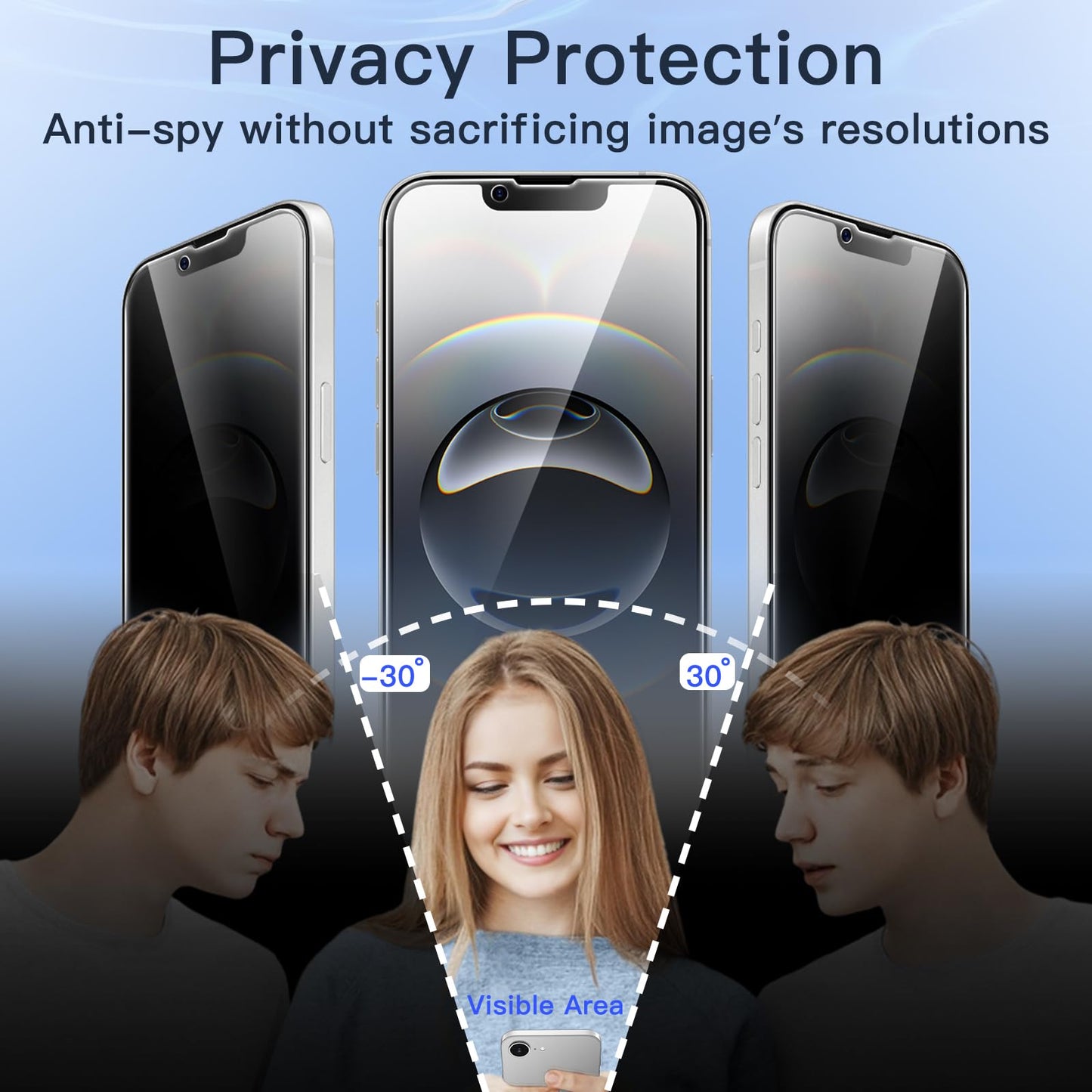 JETech Privacy Full Coverage Screen Protector for iPhone 16e 2025, iPhone 13/13 Pro 6.1-Inch, Anti-Spy Tempered Glass Film, Edge to Edge Protection Case-Friendly, 2-Pack