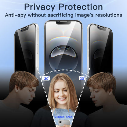 JETech Privacy Full Coverage Screen Protector for iPhone 16e 2025, iPhone 13/13 Pro 6.1-Inch, Anti-Spy Tempered Glass Film, Edge to Edge Protection Case-Friendly, 2-Pack