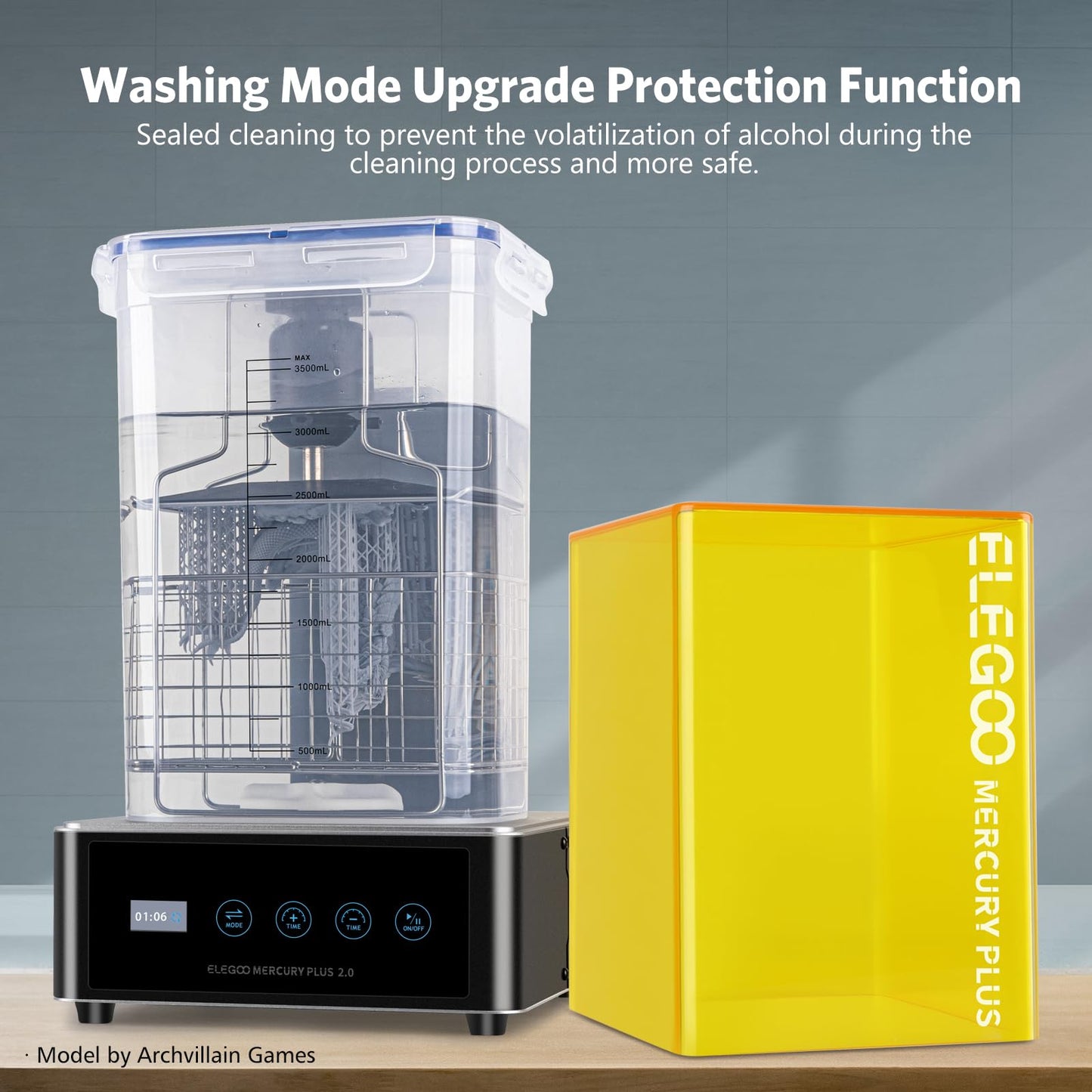 ELEGOO Mercury Plus 2 in 1 Wash and Curing Machine Station V2 for Mars Photon S Photon Mono LCD/DLP/SLA 3D Printers Printed Models