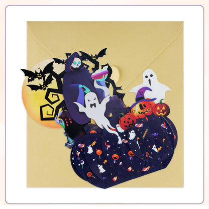 FaCraft Halloween Cards - 3D Handmade Happy Halloween Pop Up Greeting Cards Gifts with Envelope and Seals, for Kids Boy Girl (Pumpkins, Ghosts, Witches, Bats