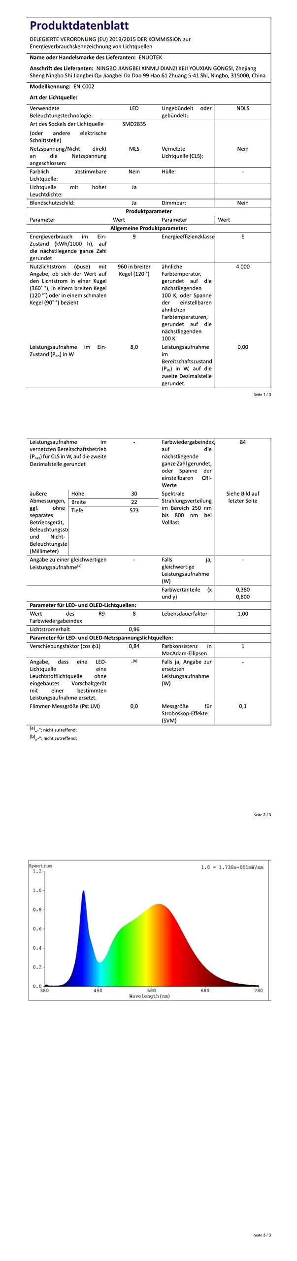 ENUOTEK Connectable LED Kitchen Under Cabinet Lamps Light Strips, 2 x 8 W LED Under-Unit Lights, Wall Lights with Switch and Power Plug, Neutral White 4000 K, Length 573 mm, 2 Bulbs