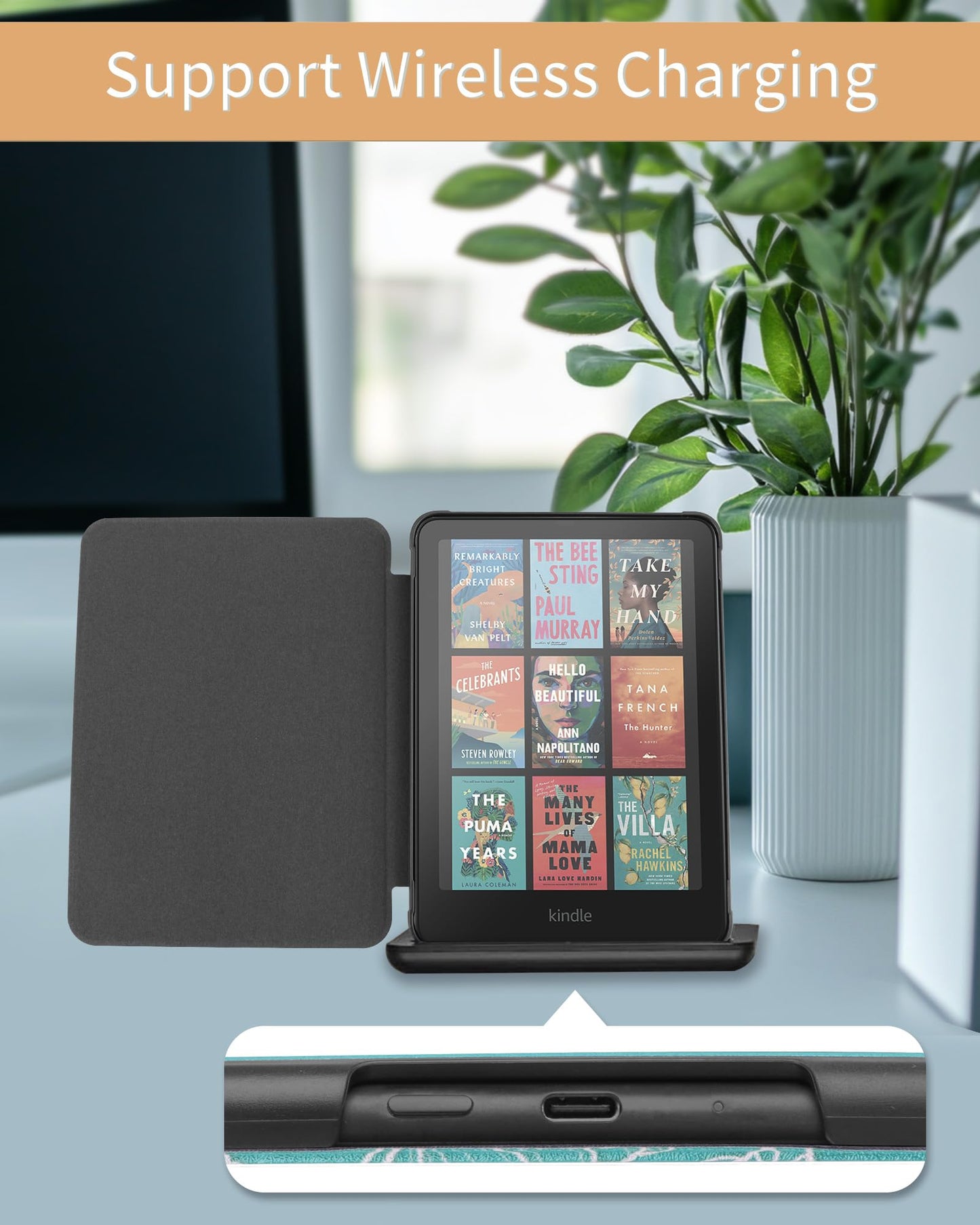 WALNEW Case for 7" All-New Kindle Paperwhite 12th Gen 2024 and Kindle Colorsoft Signature Edition, Premium PU Leather Protective Cover for Kindle Paperwhite with Auto Wake/Sleep (Navy Blue)