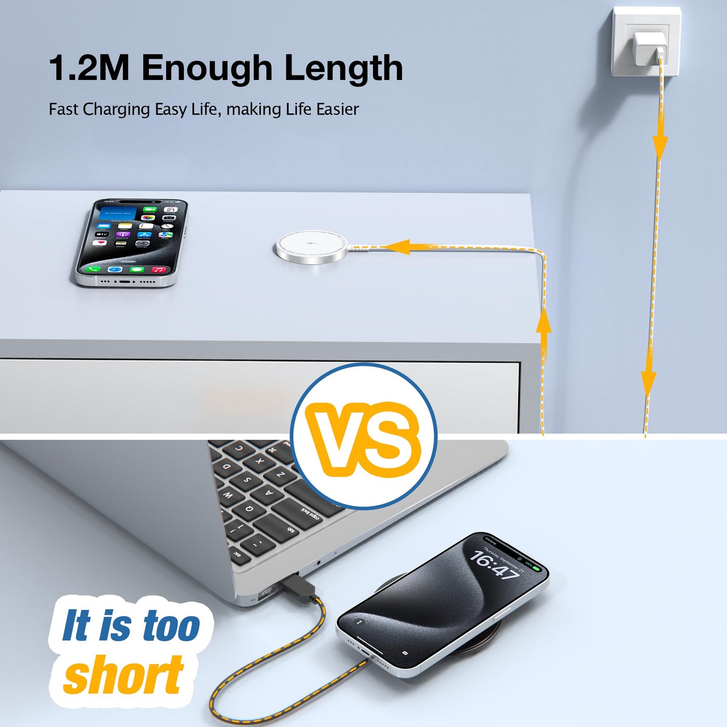 for MagSafe Charger: Magnetic Wireless Charging Pad for iPhone 16 15 14 13 12 Series & AirPods 4-2 Pro, Strong Magnet, Aluminum Alloy, USB-C/A Ports, Ultra-Thin & Portable, Ideal for Desk & Bedside