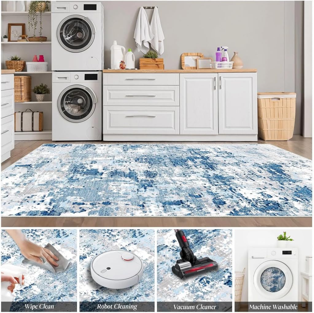 Odd Shaped Rug 3x5 Brown White Gray Geometric Style Irregular Shaped Area Rug for Living Room Bedroom Kitchen Nursery Soft Machine Washable Large Carpet Minimalist Boho Playroom Guestroom Floor Mat