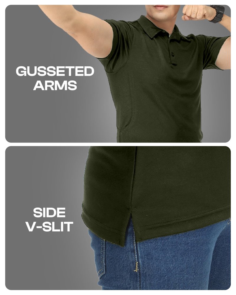 NY Threads Men's Polo Shirt Short Sleeves UPF 50+ Quick Dry Performance Tactical Pique Jersey Golf Shirt, X-Large, Army Green