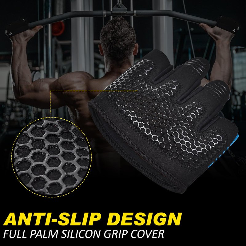 AYRO Minimal Workout Gloves, Short Partial Gym Weight Lifting Gloves Grip Pads for Men & Women with Full Palm Protection & Extra Grip, Best for Weightlifting, Training, Gym & Hand Support
