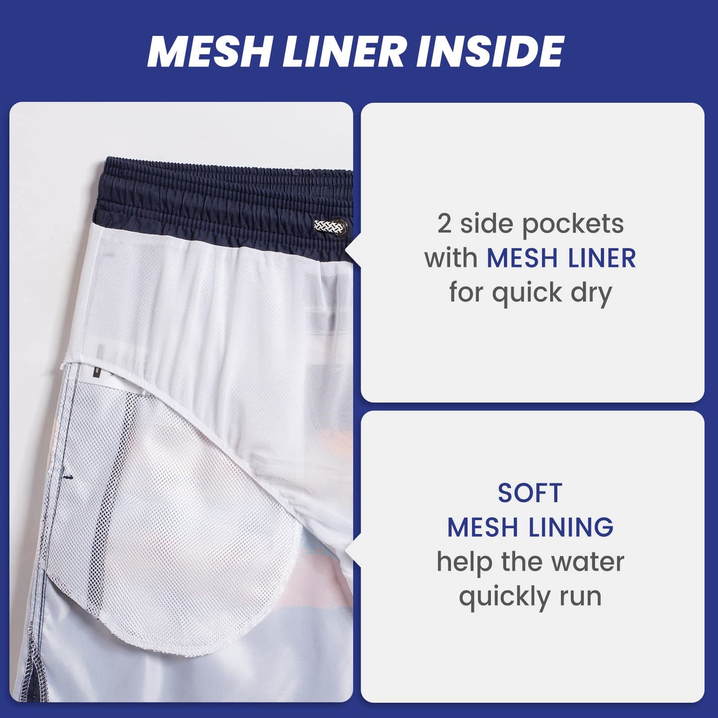 maamgic Mens Swim Trunks Quick Dry Swim Shorts with Mesh Lining Funny Swimwear Bathing Suits 7inch Leaves White Small